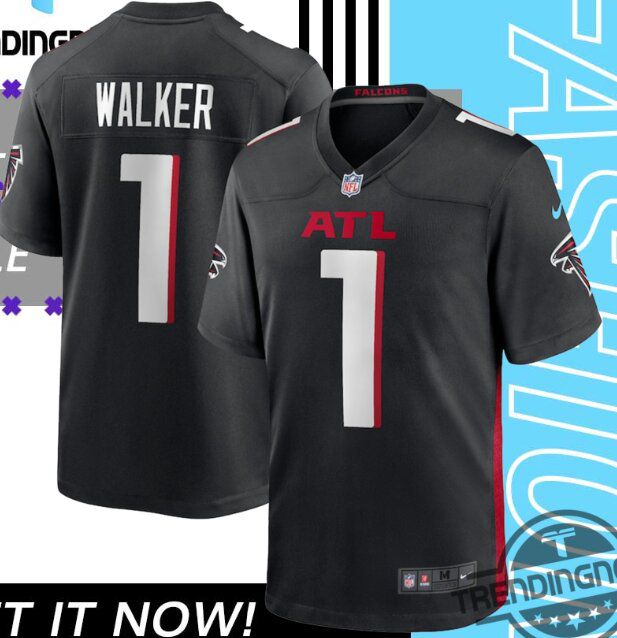 Men Atlanta Falcons #1 Jalon Walker black 2025 Nfl Draft Jersey